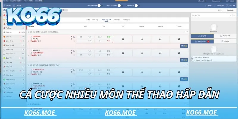 Cá cược nhiều môn thể thao hấp dẫn